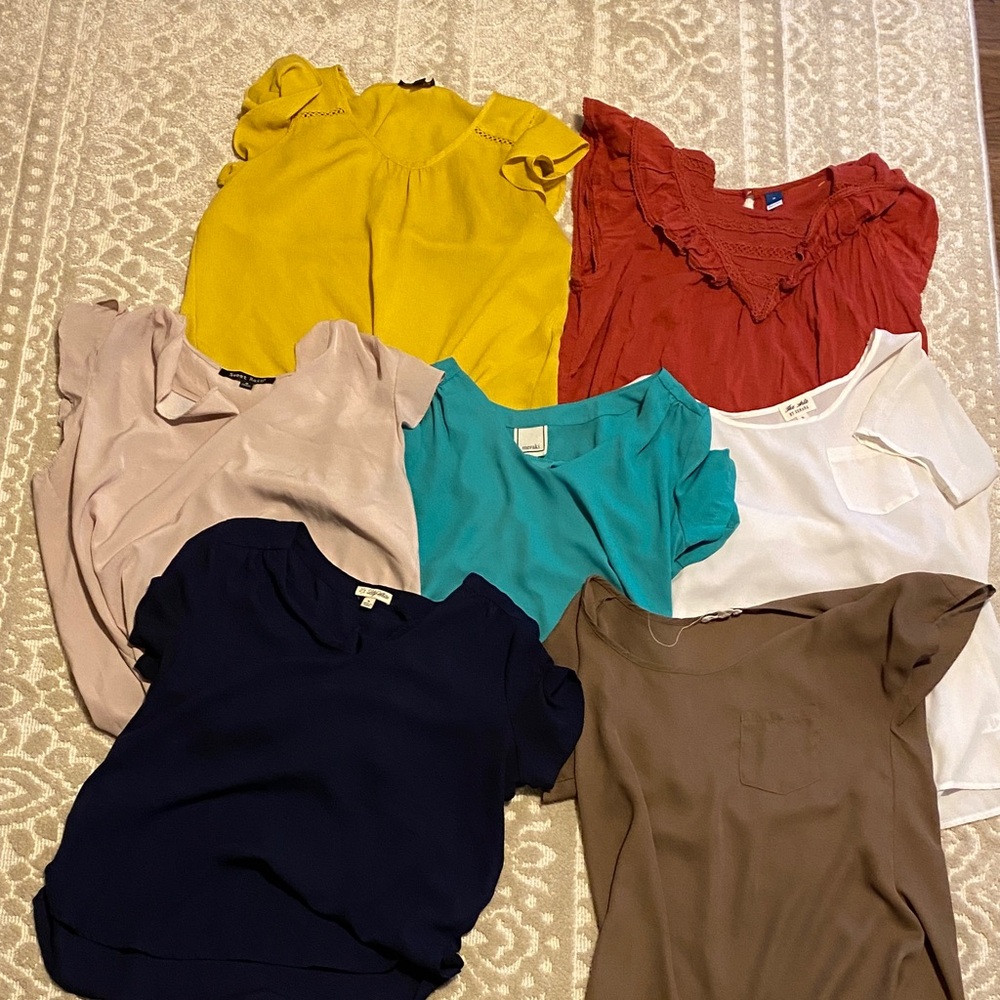 J. Crew Women's Blouses - Yellow, Red, Pink, Teal, White, Navy, Brown